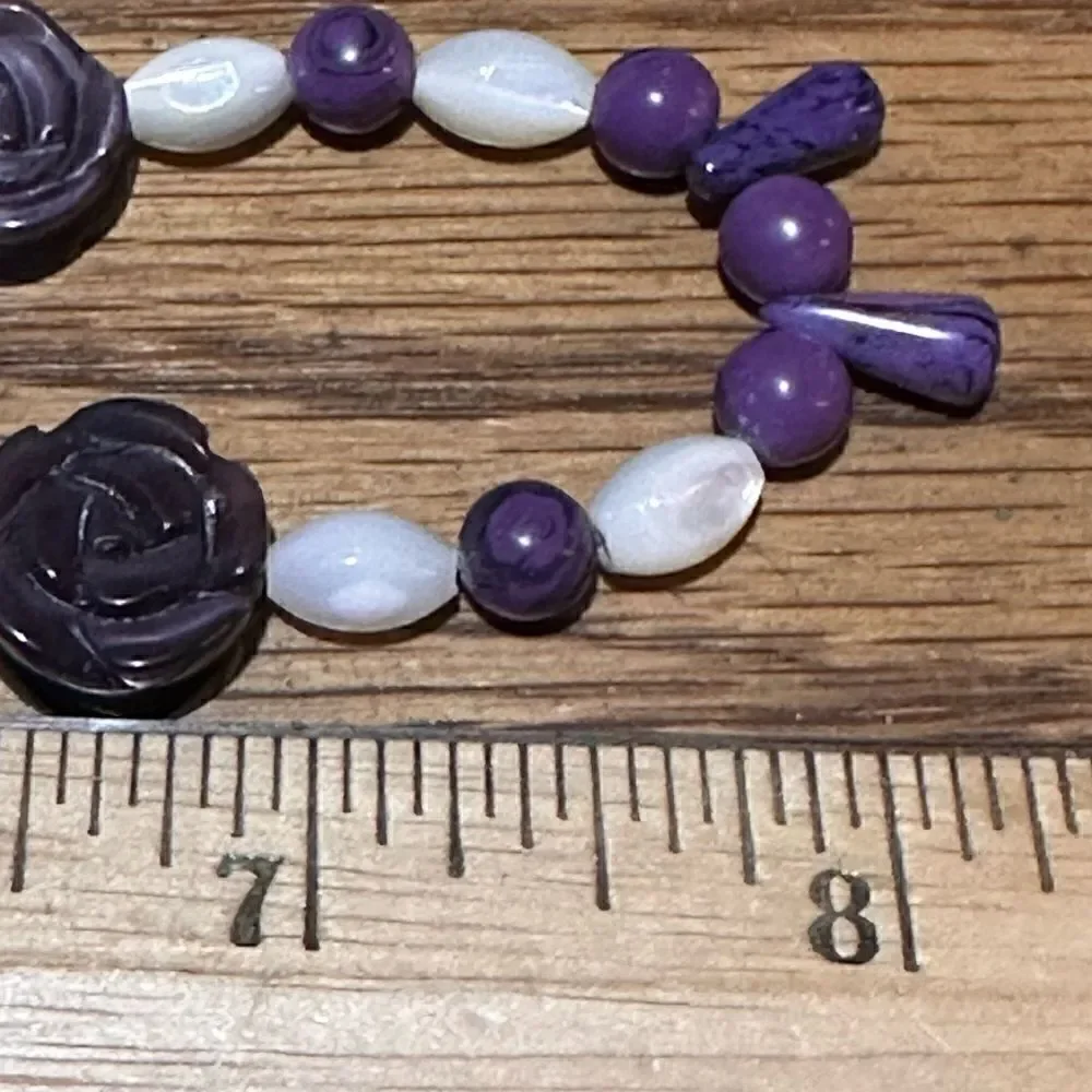 Vintage Handcrafted Moonstone & Amethyst Necklace 16” - Picture 4 of 6